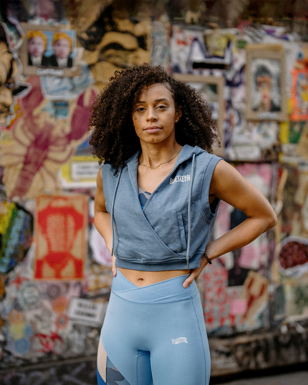 BLUESKETCH Crop Top Hoddie. Gym cover up. Plant dyed